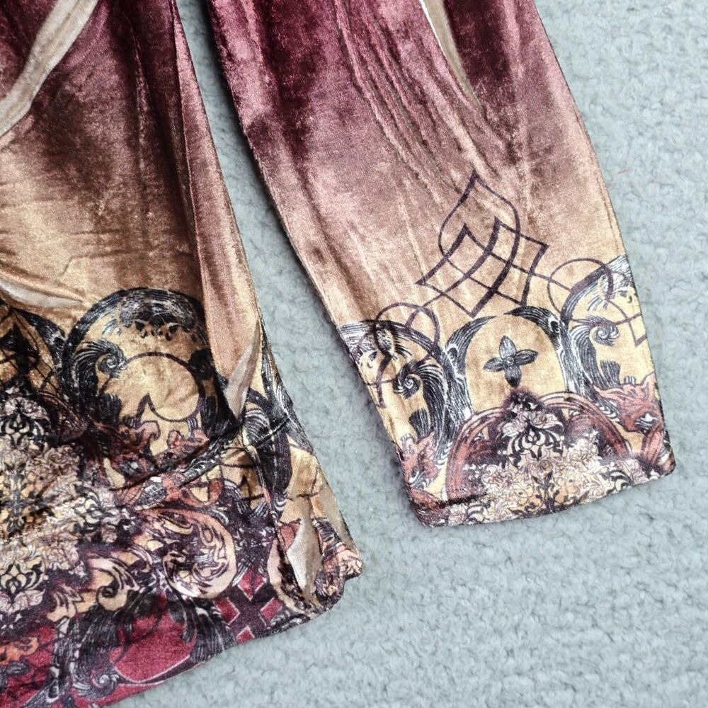 Style & Co Velvet Boho Tunic Flare Sleeve Baroque Festival Burgundy Y2K Peasant - Picture 7 of 12